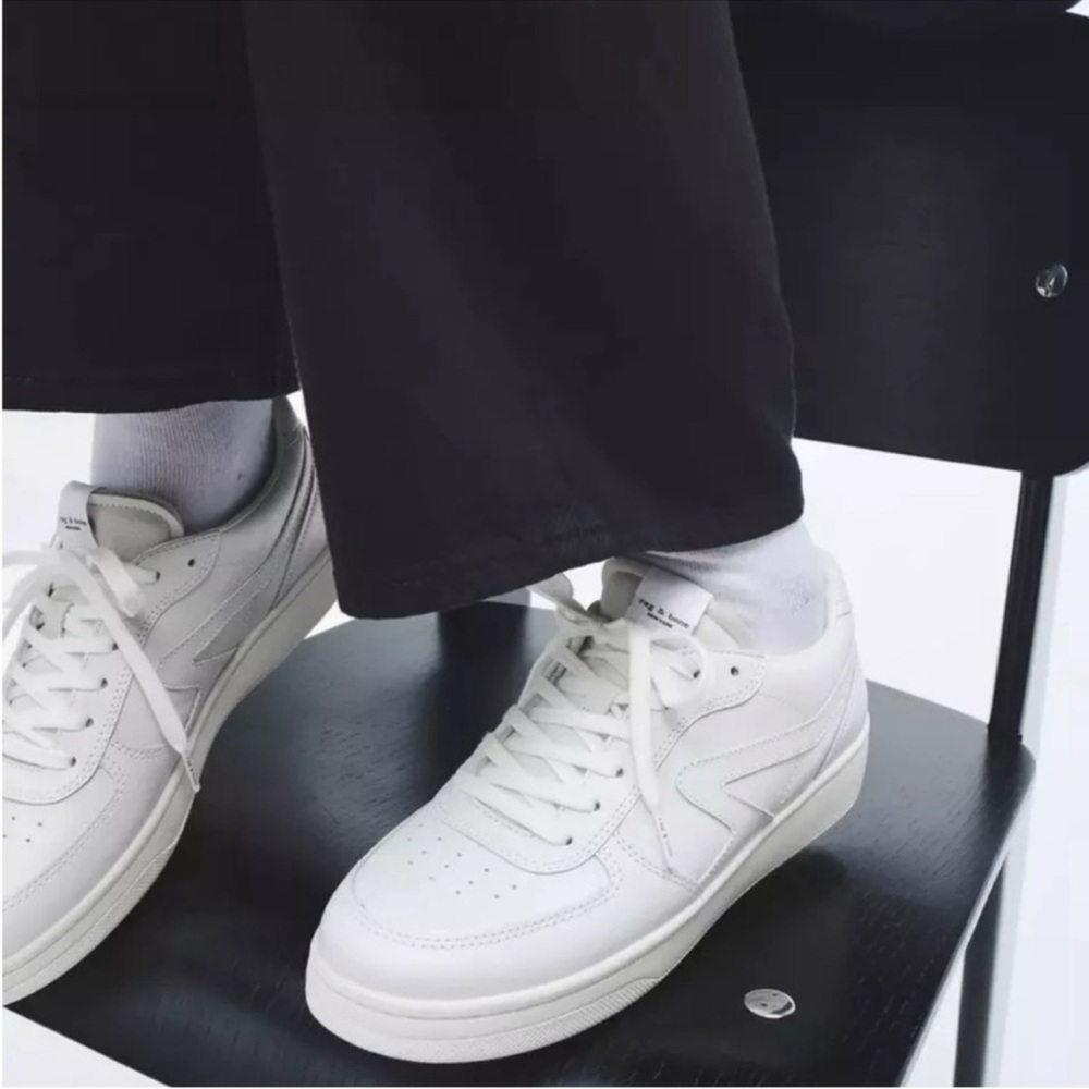 rag & bone Women's Retro Court Leather Sneaker White Platform Lace-Up - Picture 5 of 13